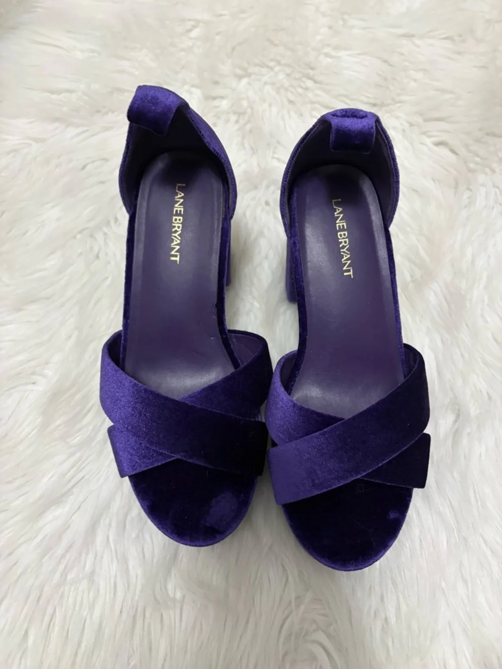 Lane Bryant Royal Purple Velvet Platform Sandals - Picture 1 of 5